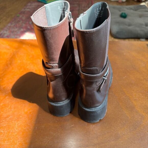 Franco Sarto Emerson Lug Sole Moto Boots in Brown Size 8.5 - Picture 4 of 6